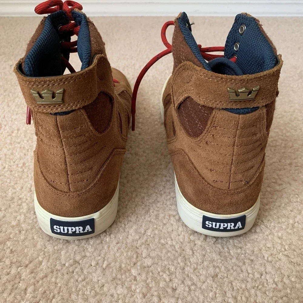 Supra Kids Skytop Muska 001 Skateboard Shoes Brown Youth High Top Sneakers Sz 5